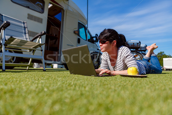 Family vacation travel, holiday trip in motorhome RV Stock photo © cookelma