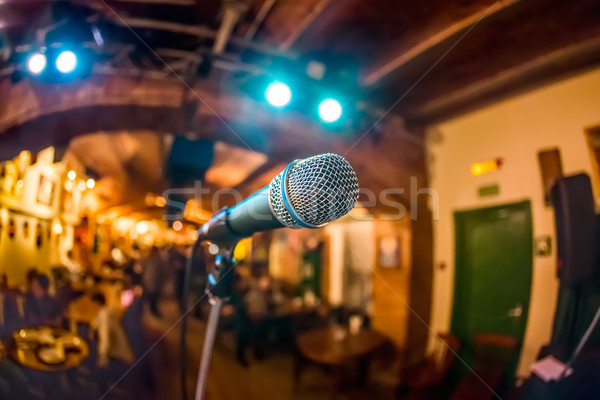 Mikrofon Bühne Auditorium Party Technologie Disco Stock foto © cookelma