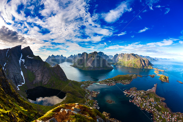 Archipelag Norwegia dekoracje dramatyczny góry otwarte Zdjęcia stock © cookelma