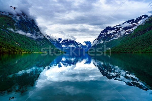 湖 美しい 自然 ノルウェー 自然 風景 ストックフォト © cookelma