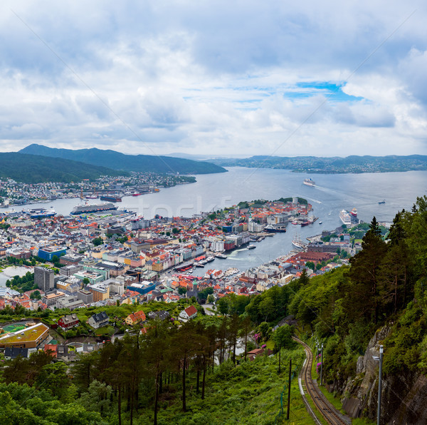 Ville ouest côte Norvège vue hauteur Photo stock © cookelma
