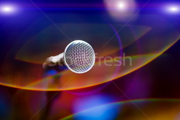 Microphone on stage against a background of auditorium. Stock photo © cookelma