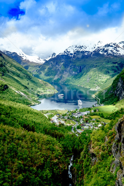Norwegia piękna charakter przesunąć obiektyw długo Zdjęcia stock © cookelma