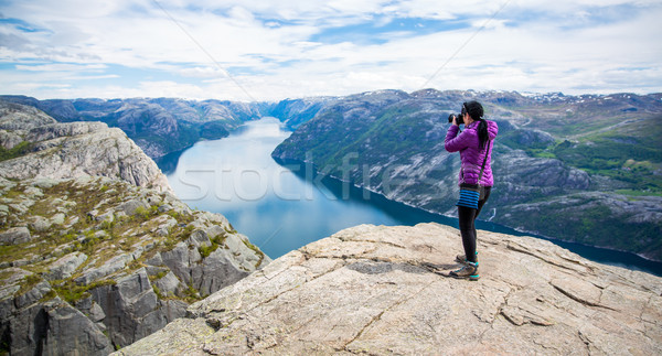 ストックフォト: 自然 · カメラマン · 美しい · ノルウェー · 観光 · カメラ