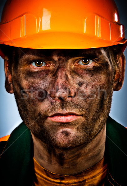 Portre işçi mavi iş yüz Stok fotoğraf © cookelma