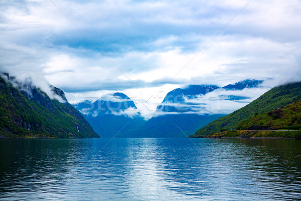 Schönen Natur Norwegen natürlichen Landschaft Himmel Stock foto © cookelma