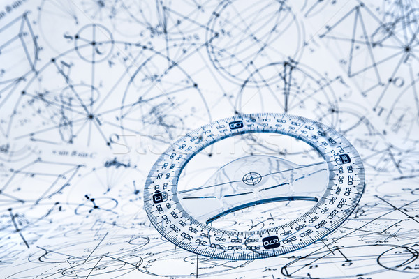 ストックフォト: 分度器 · 数学の · デザイン · 背景 · コンパス