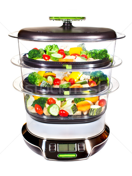 Stock photo: Healthy cooking, steam cooker with vegetables