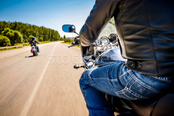Motorosok kilátás vezetés motorkerékpár aszfalt út Stock fotó © cookelma