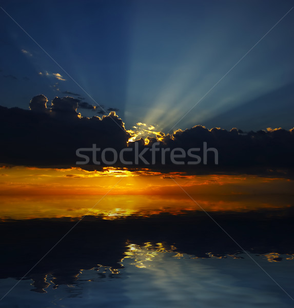 Abend sinken über Meer abstrakten Sonnenuntergang Stock foto © cookelma