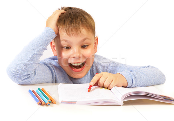 schoolboy with the book Stock photo © cookelma