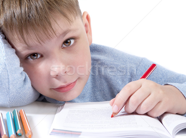 The schoolboy with the book Stock photo © cookelma
