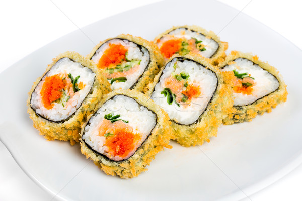 Sushi rollen weiß lecker Essen Fisch Stock foto © cookelma