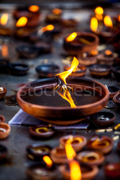 Stok fotoğraf: Yanan · mumlar · Hint · tapınak · diwali · festival