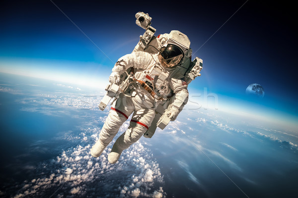 Zdjęcia stock: Astronauta · przestrzeń · kosmiczna · tle · planety · Ziemi · elementy · obraz