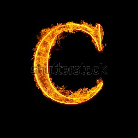 Tűz ábécé c betű izolált fekete absztrakt Stock fotó © cookelma