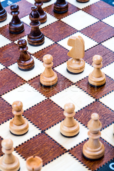 Stockfoto: Schaken · houten · schaakstukken · boord · sport · oorlog