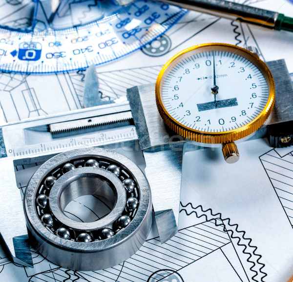Technical drawing and tools Stock photo © cookelma