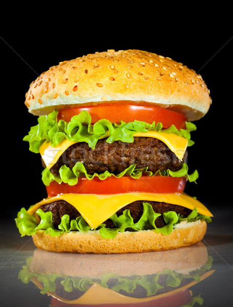 Imagine de stoc: Gustos · apetisant · hamburger · întuneric · bar · brânză
