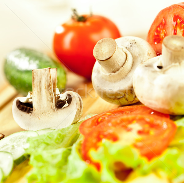 Mantar champignon fotoğraf mantar alan salatalık Stok fotoğraf © cookelma