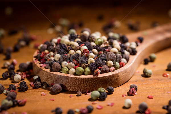 Mixed peppercorns. Dry mix peppercorns close up Stock photo © cookelma