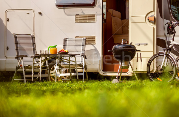 Family vacation travel RV, holiday trip in motorhome, Caravan ca Stock photo © cookelma