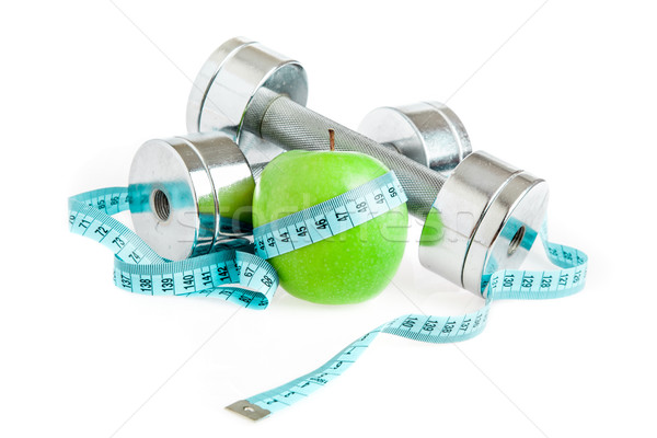 Dumbbells and apple. A healthy way of life Stock photo © cookelma