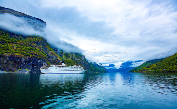 Beautiful Nature Norway Stegastein Lookout. Stock photo © cookelma