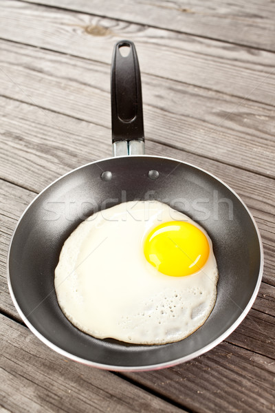 Stock fotó: Sült · tojások · fa · asztal · reggeli · étel · konyha
