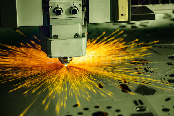 Stock photo: CNC Laser cutting of metal, modern industrial technology.