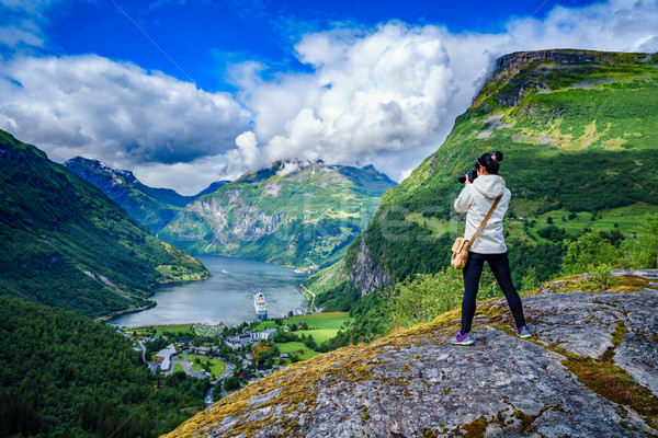 Noruega belo natureza panorama fotógrafo turista Foto stock © cookelma