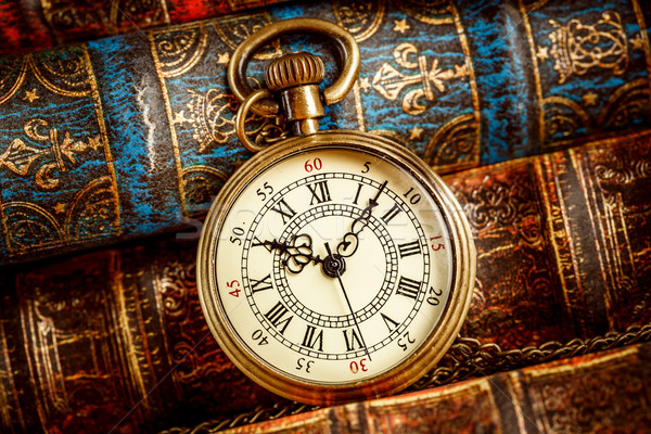 Stock photo: Old Books and Vintage pocket watch