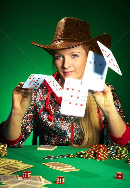 girl with a beard plays poker Stock photo © cookelma