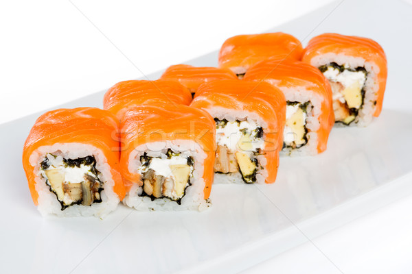 Sushi rollen maki weiß Fisch Küche Stock foto © cookelma