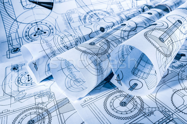 Technikai rajzok kék építkezés terv technológia Stock fotó © cookelma