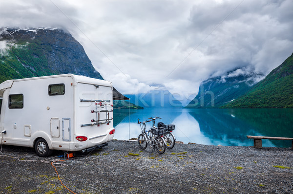 Family vacation travel RV, holiday trip in motorhome Stock photo © cookelma