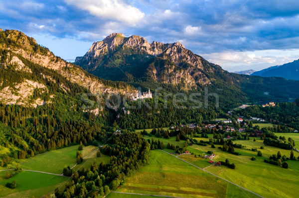 Gyönyörű természetes tájkép Alpok Németország ház Stock fotó © cookelma