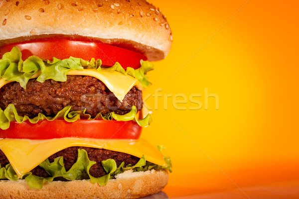 Lecker appetitlich Hamburger gelb bar Käse Stock foto © cookelma
