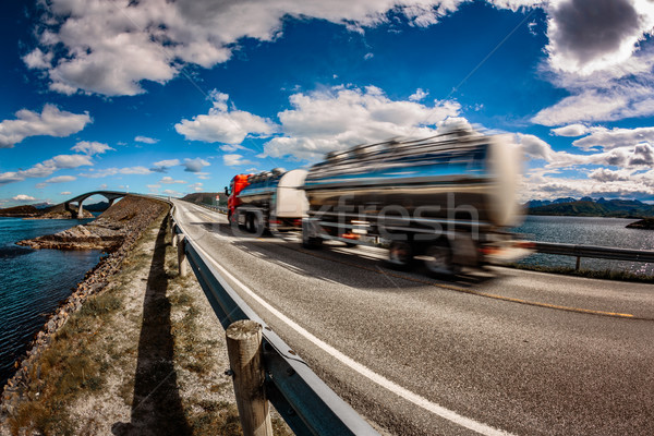 Truck rushes down the highway in the background Atlantic Ocean R Stock photo © cookelma