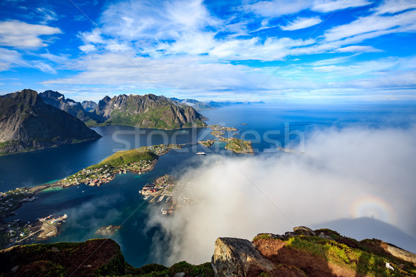 Archipel Norvège paysages dramatique montagnes ouvrir Photo stock © cookelma