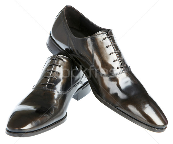 Stockfoto: Boot · witte · mannen · leder · kleding · voet