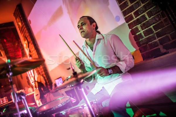 Trommelaar spelen trommel ingesteld fase waarschuwing Stockfoto © cookelma