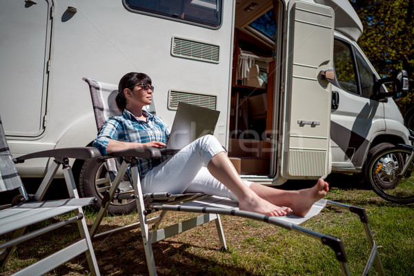 Family vacation travel, holiday trip in motorhome RV Stock photo © cookelma