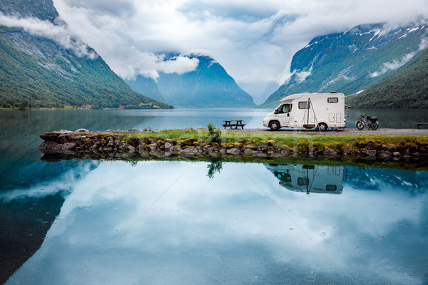 Family vacation travel RV, holiday trip in motorhome Stock photo © cookelma