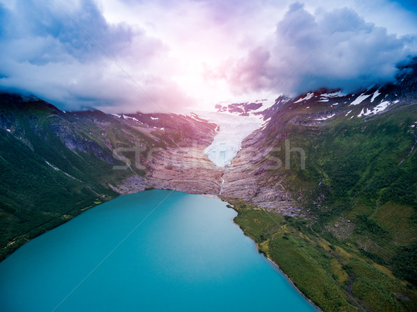 Gleccser Norvégia légifelvétel közös kettő északi Stock fotó © cookelma