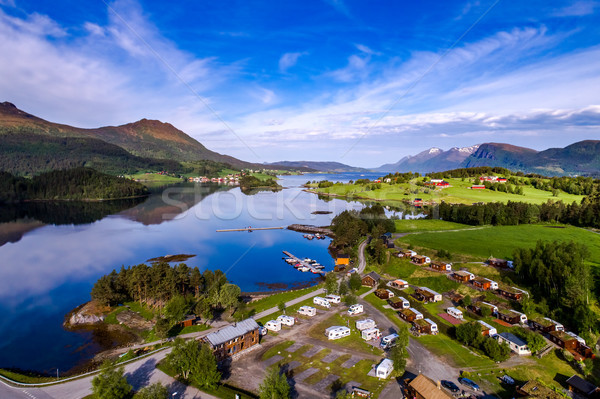 Beautiful Nature Norway Aerial view of the campsite to relax. Stock photo © cookelma