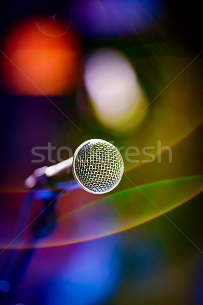Mikrofon színpad auditórium nyilvános előadás sekély Stock fotó © cookelma
