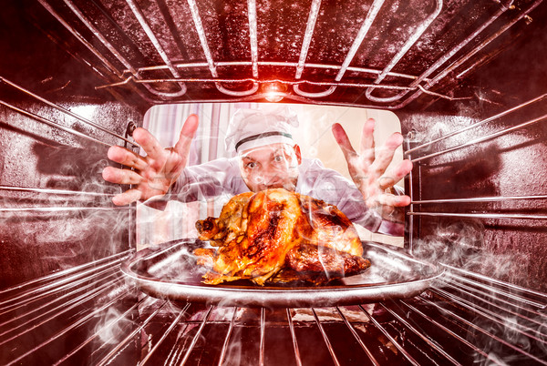 Funny chef perplexed and angry. Loser is destiny! Stock photo © cookelma