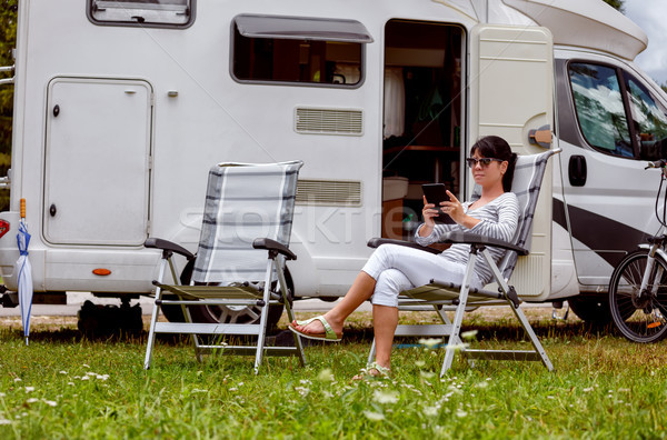 Family vacation travel, holiday trip in motorhome RV Stock photo © cookelma