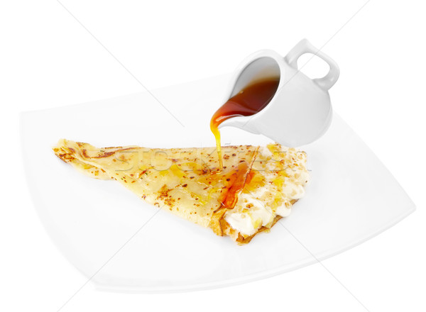 Pancake sciroppo bianco cena grano piatto Foto d'archivio © cookelma